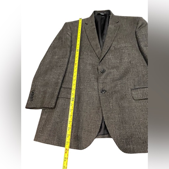 Jos. A. Bank 46R Men’s Brown Houndstooth Sports Coat Blazer Wool Silk Linen - Picture 5 of 12